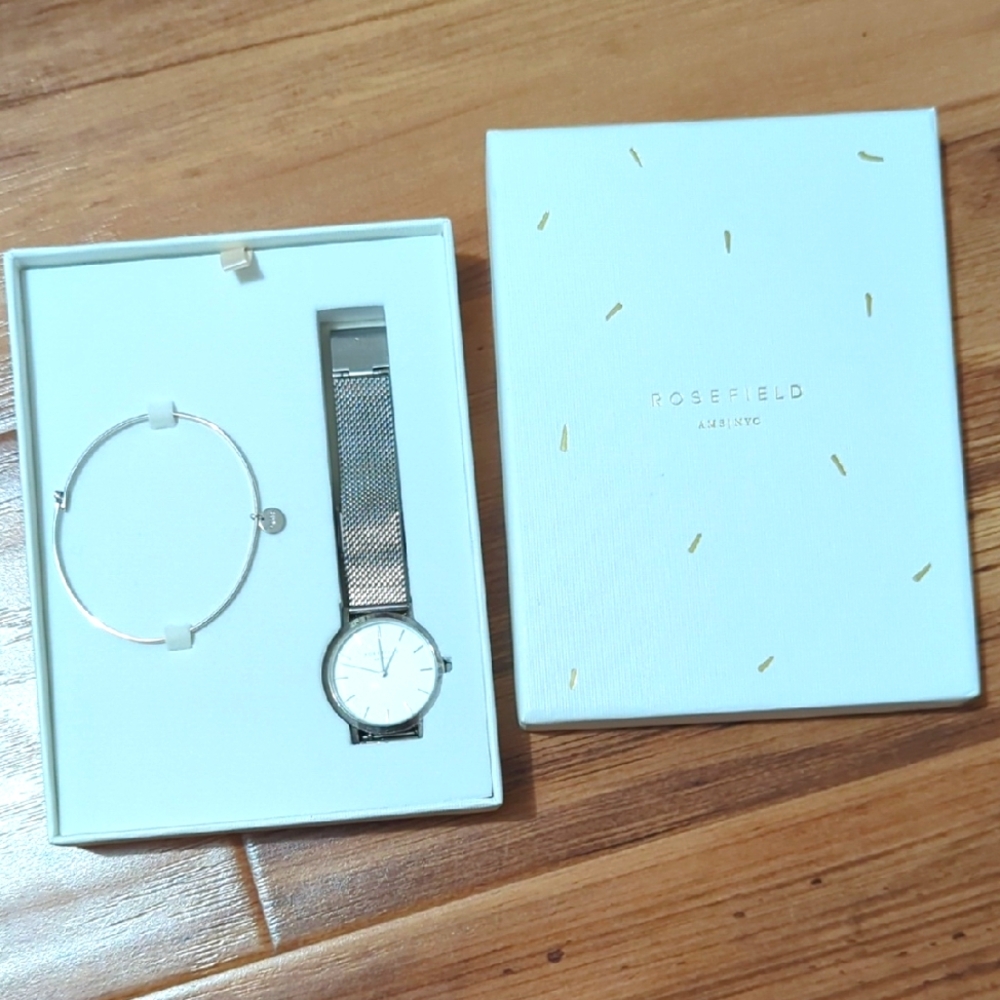 Rosefield Silver Watch and Bracelet Set